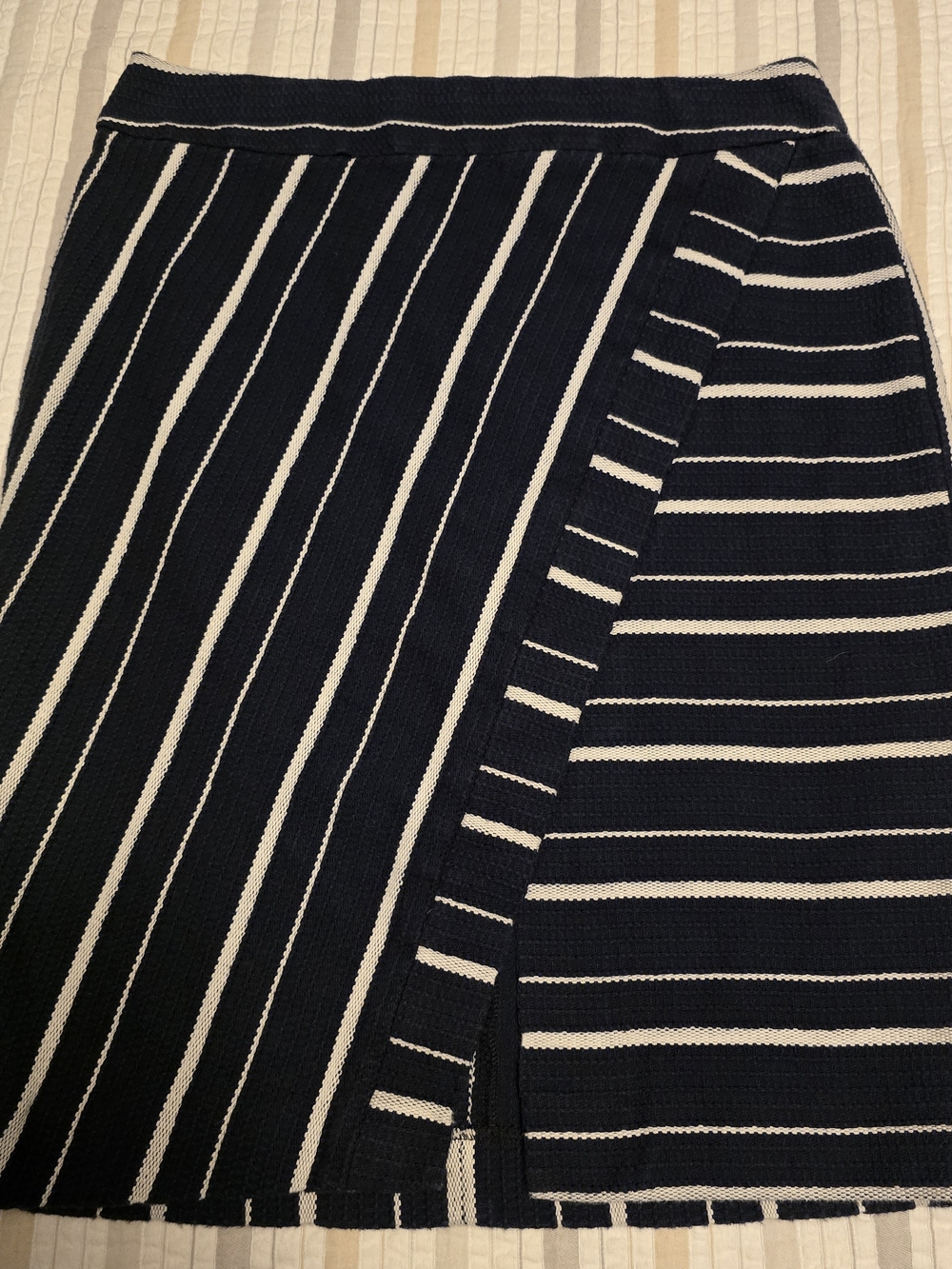 LOFT Navy and White Striped Pencil Skirt